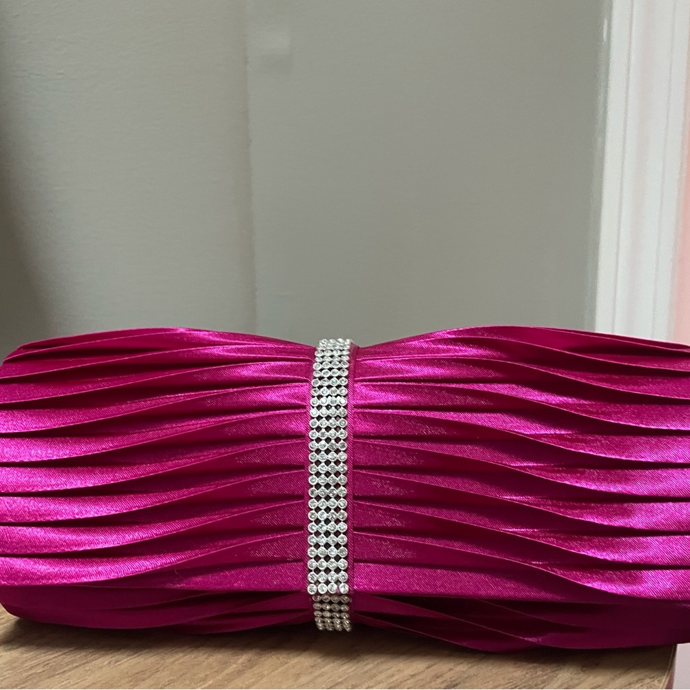 Fuchsia Satin Evening Clutch
